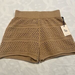 Sincerely Jules Tan High Waist Crochet Shorts